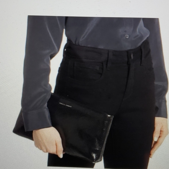 NEW REBECCA MINKOFF Croc Embossed Leather Clutch